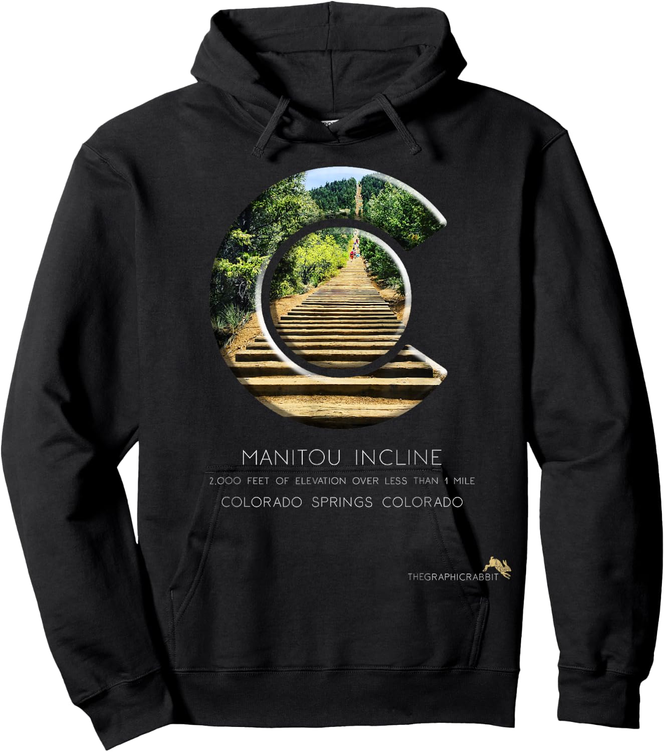 Colorado State Flag C Logo T Shirt - Manitou Incline Hoodie - Hoodie | Black