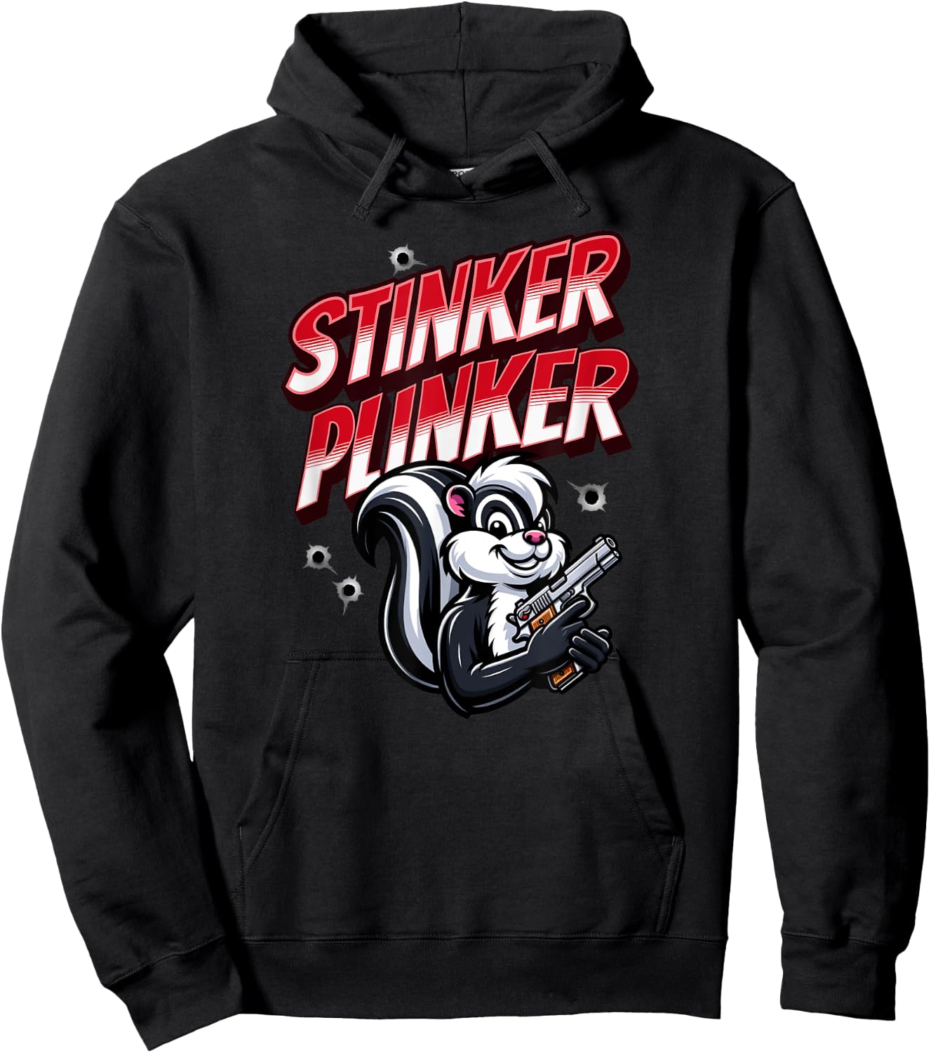 Stinker Plinker - Skunk Handgun Shootist Hoodie - Hoodie | Black