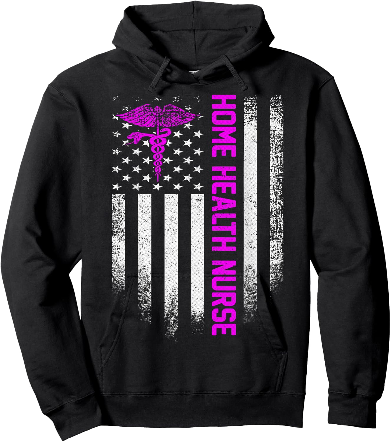 Vintage USA Home Health Nurse American Flag Patriotic Gift Hoodie - Hoodie | Black