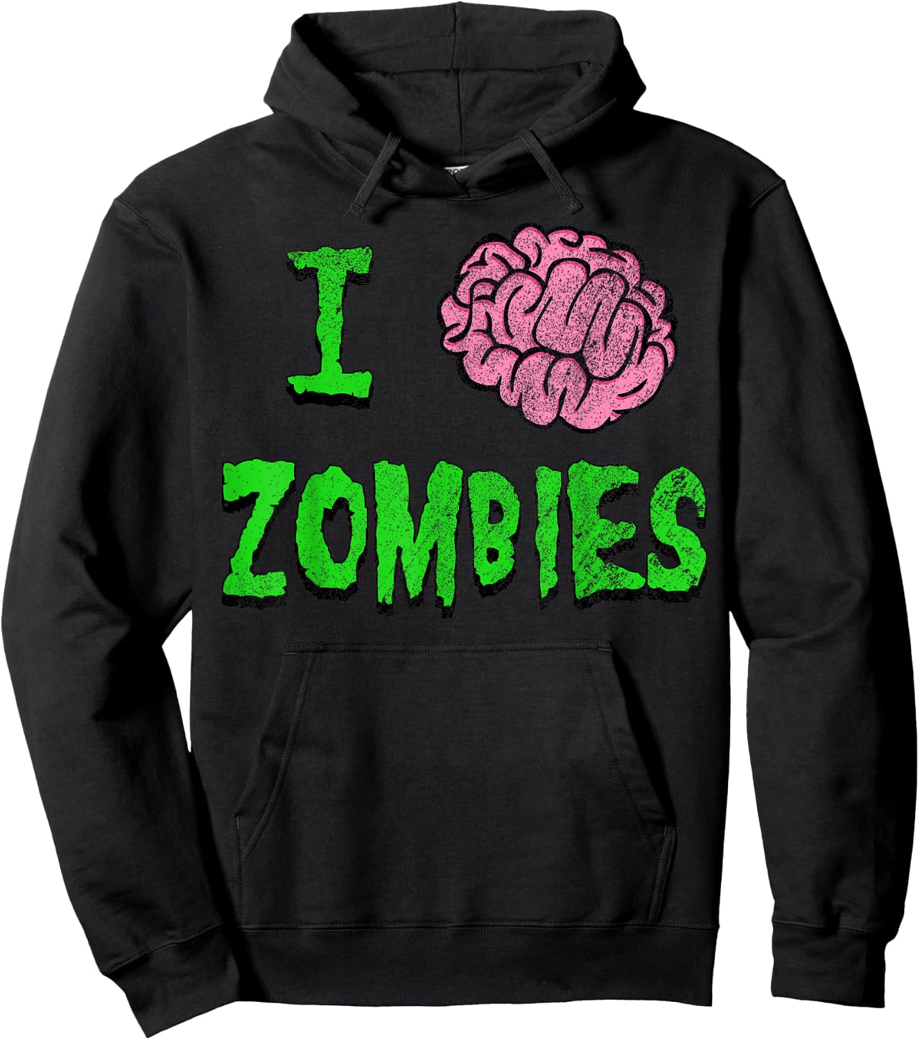 I Heart Zombies - I Brain Zombies Shirt - Distressed Grunge Hoodie - Hoodie | Black