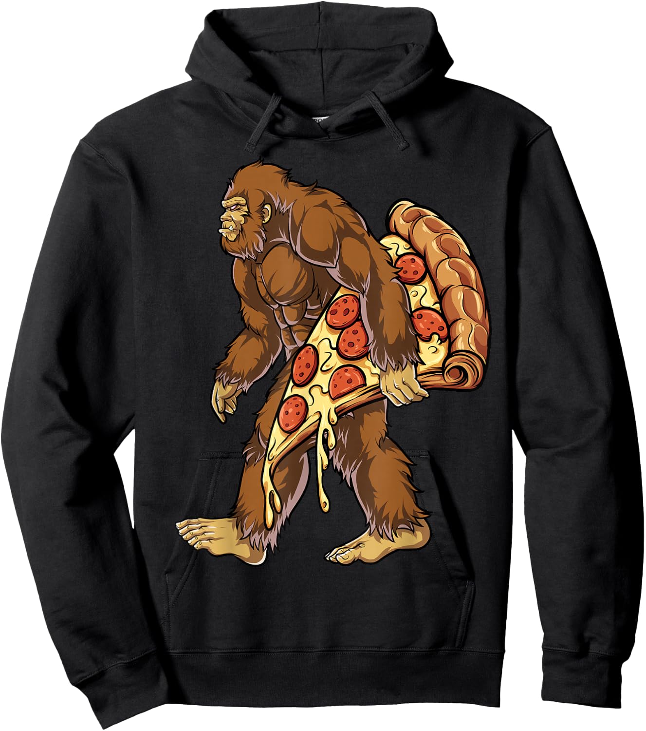 Bigfoot Pizza Funny Men Women Food Lovers Pepperoni Hoodie - Hoodie | Black