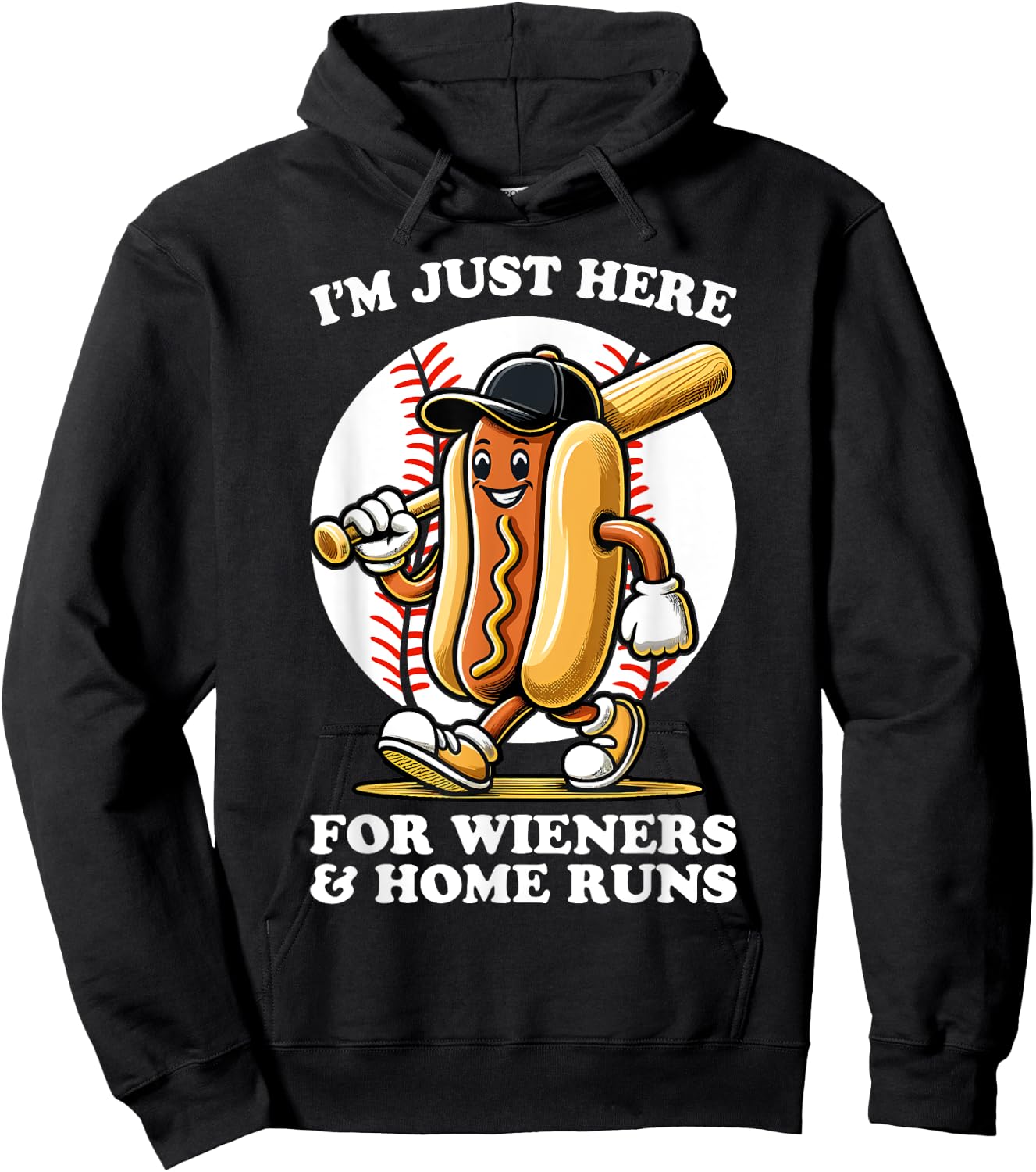 Funny Baseball Design Men Wieners & Home Runs Hoodie - Hoodie | Black