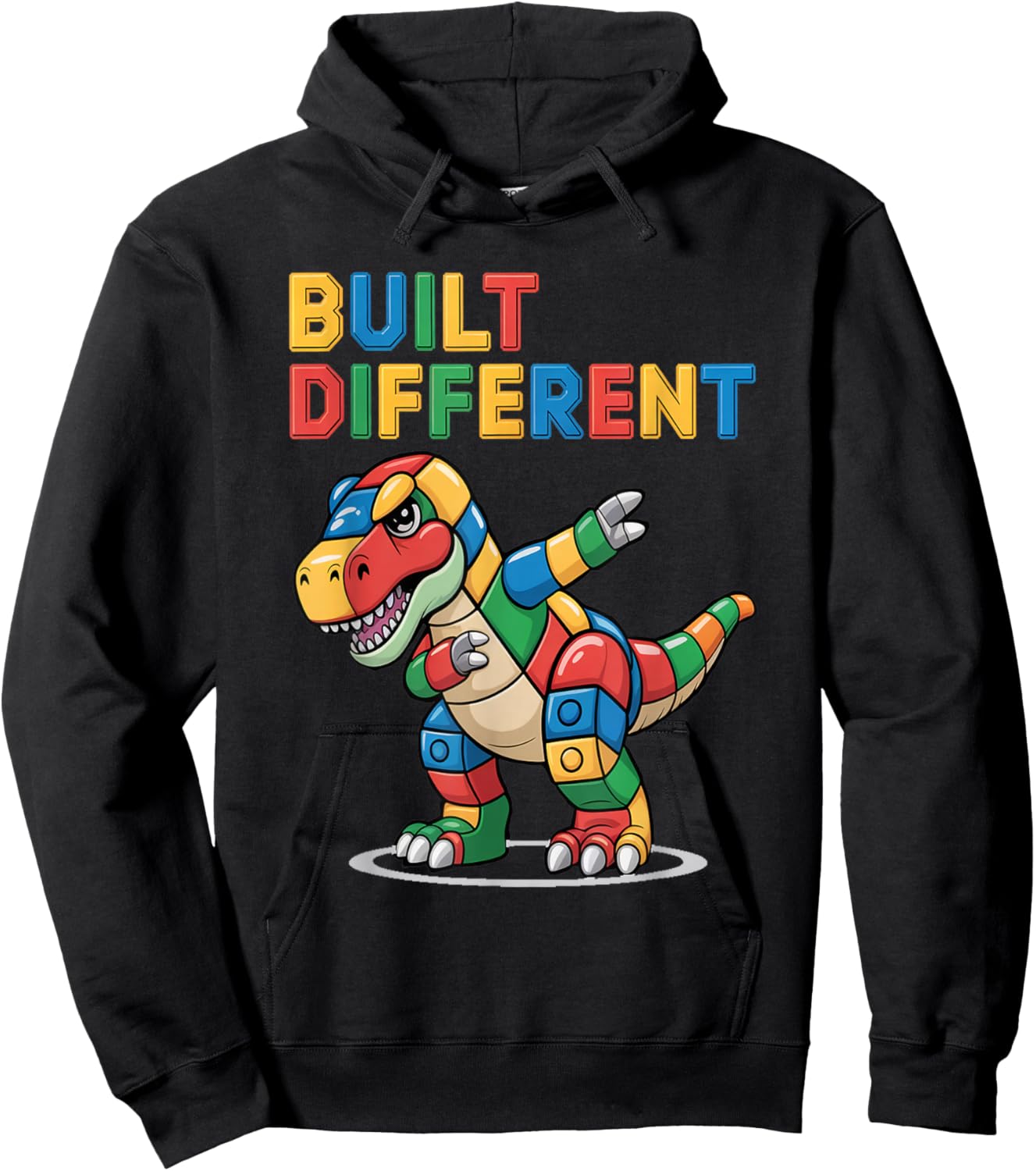Funny Building Bricks Dinosaur Meme Funny Motivational Dino Hoodie - Hoodie | Black