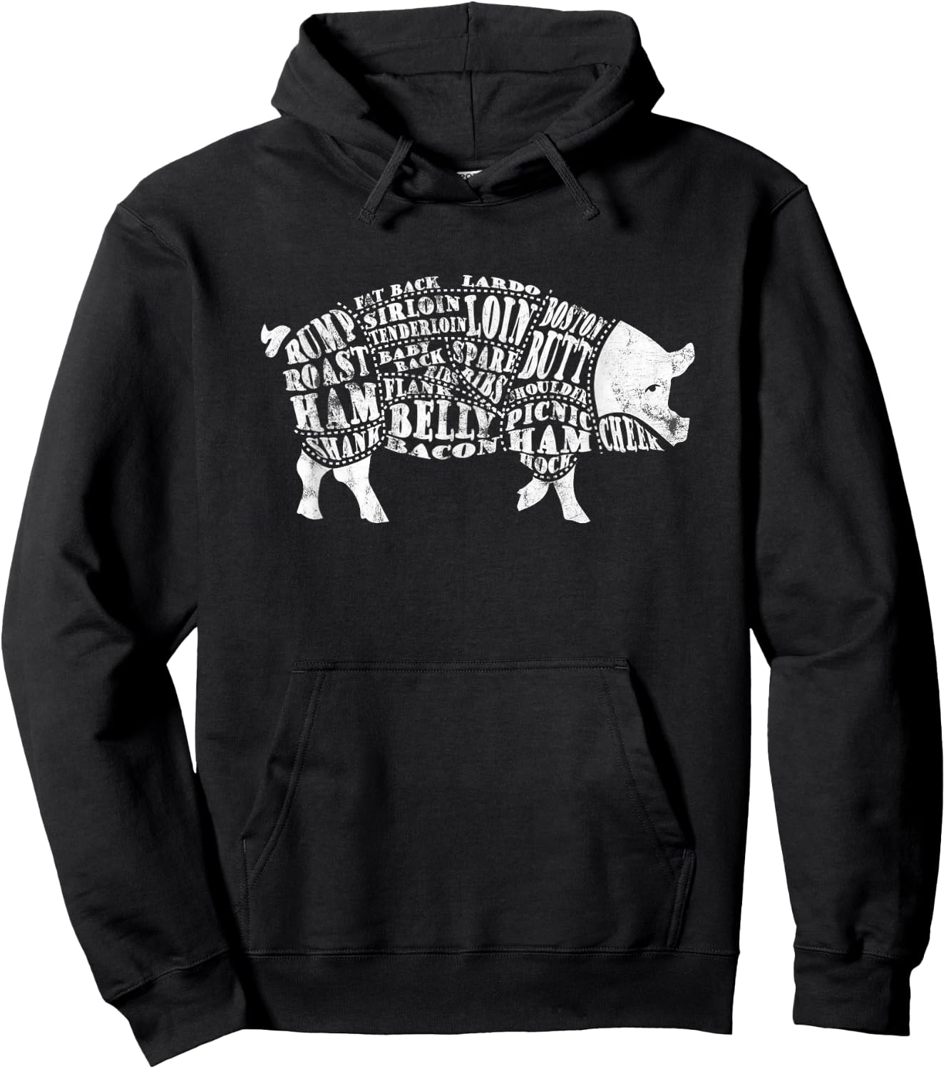 BBQ : Pig Cuts Barbecue and Grilling Hoodie - Hoodie | Black