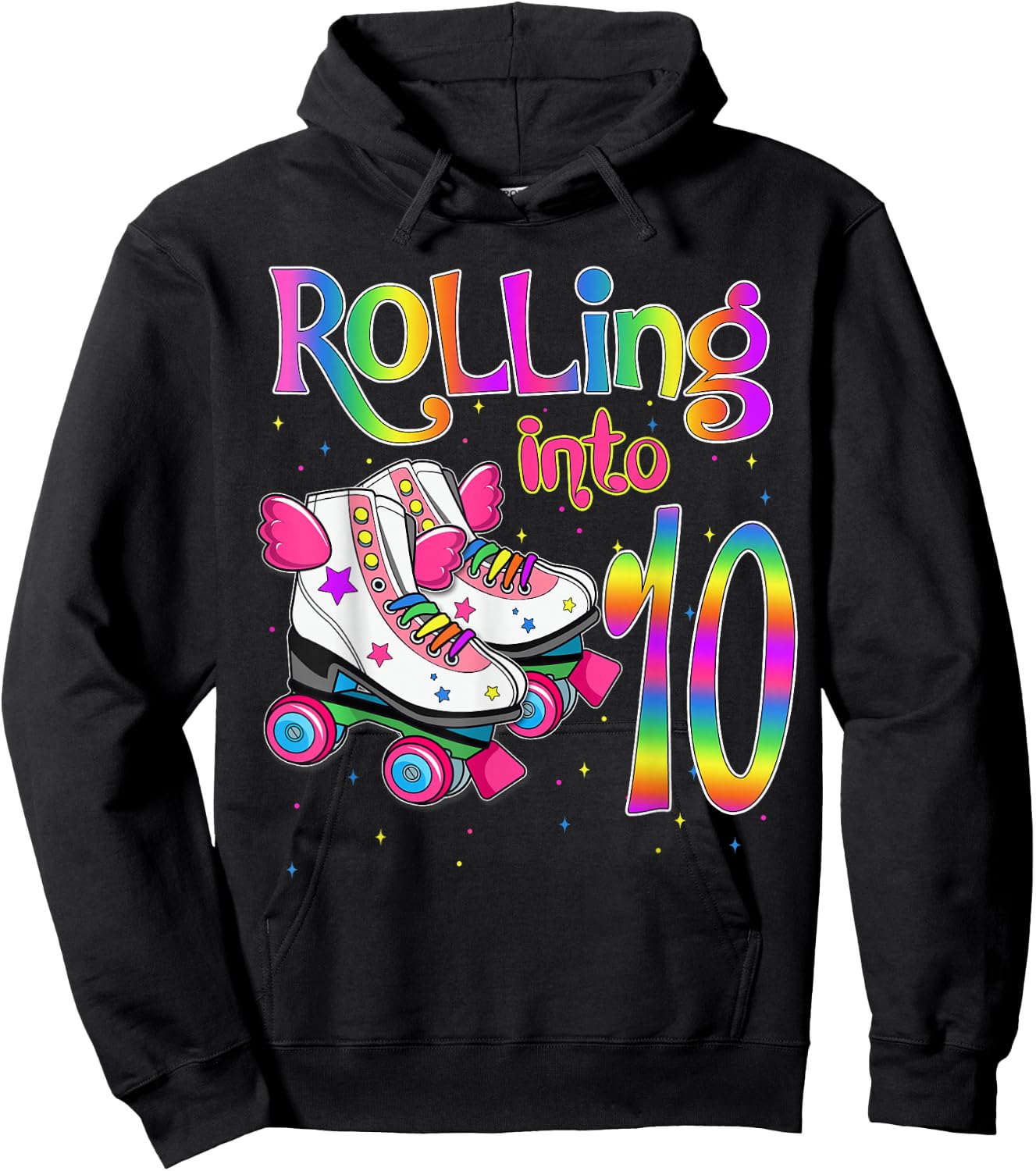 Rolling Into 10 years Lets Roll I'm Turning 10 Roller Skate Hoodie - Hoodie | Black