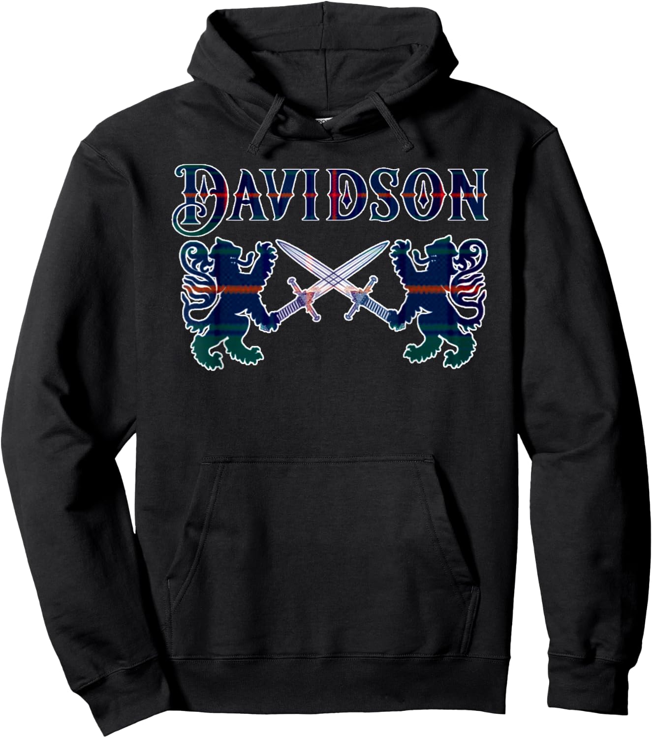 Clan Davidson Scottish Family Kilt Tartan Lion Hoodie - Hoodie | Black