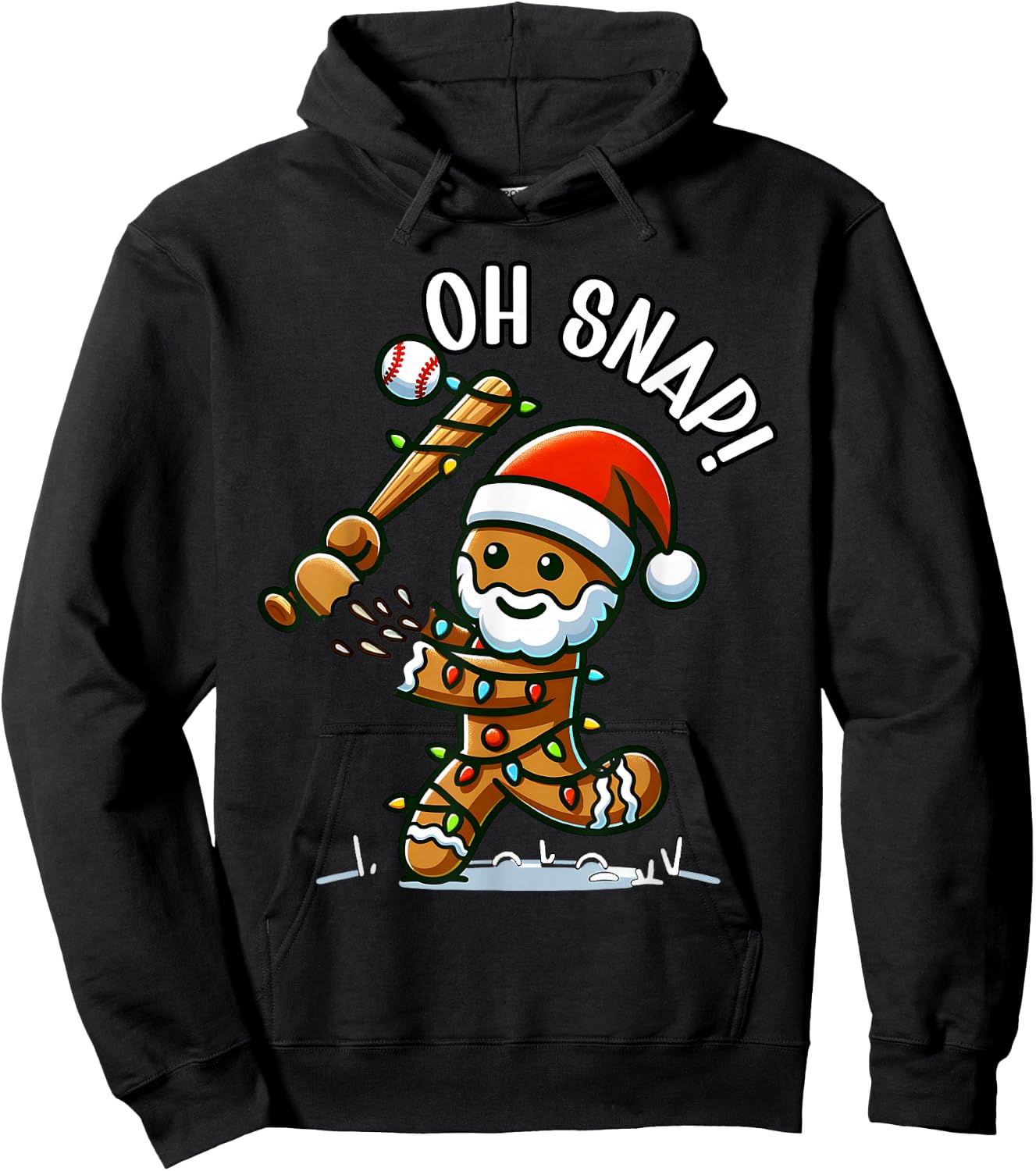 Oh Snap Gingerbreadman Christmas Baseball Hoodie - Hoodie | Black