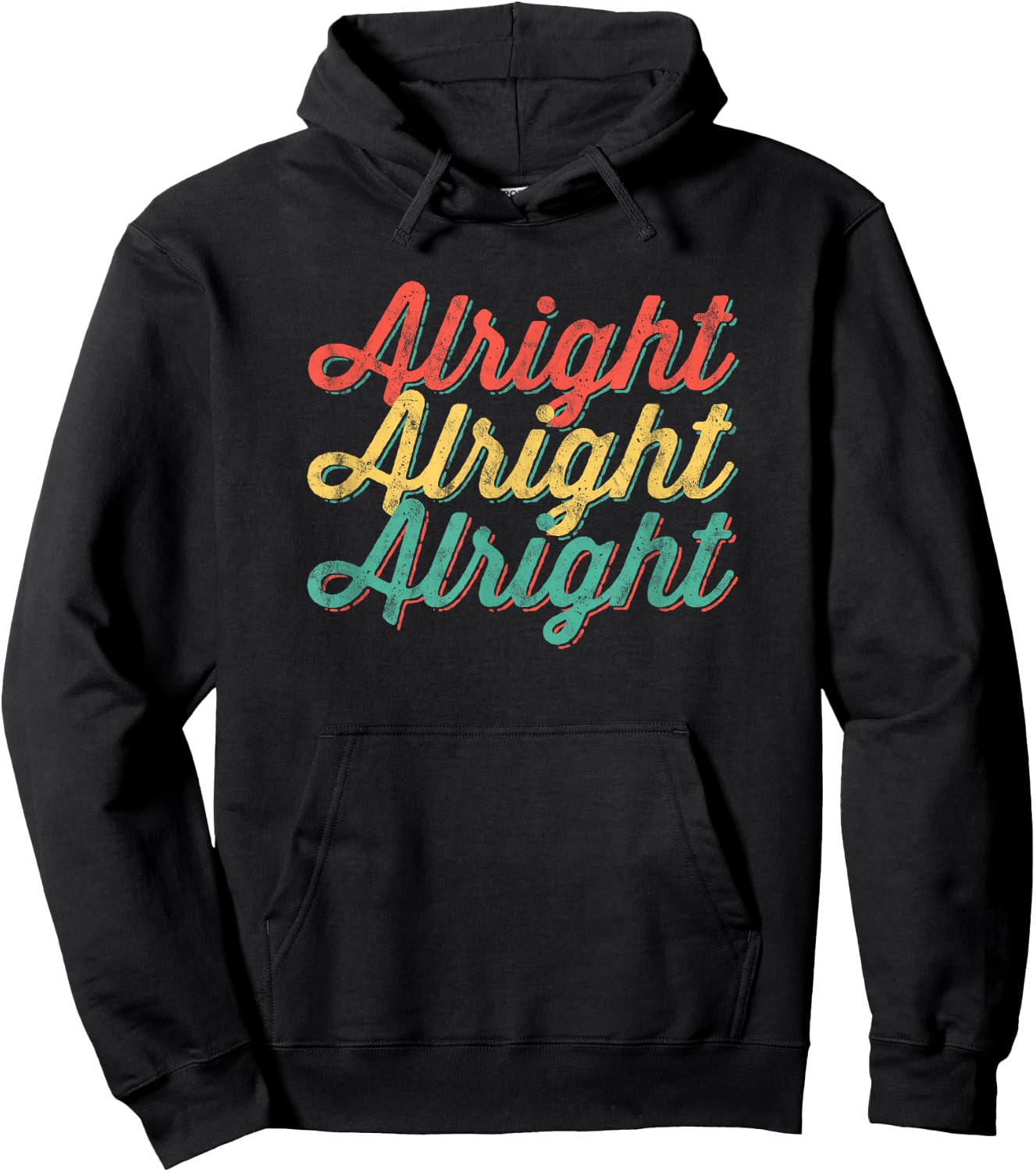 Alright Retro 70's Distressed Vintage Classic Seventies Hoodie - Hoodie | Black