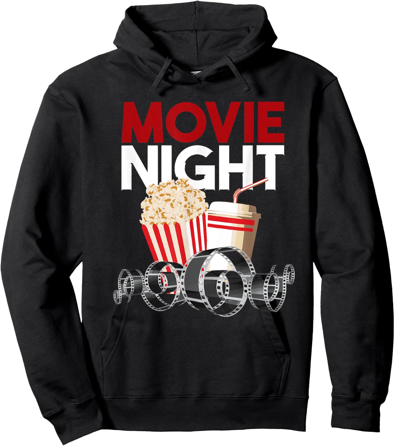 Movie Night Family Popcorn Apparel Gift Hoodie - Hoodie | Black