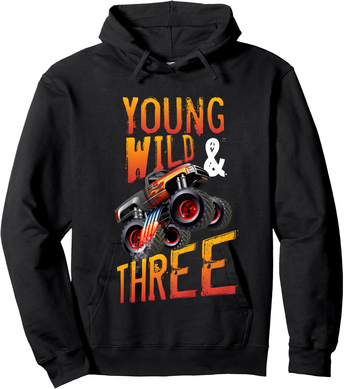 3rd Birthday Boy Monster Truck Rule JAM Three Years Hoodie - Hoodie | Black