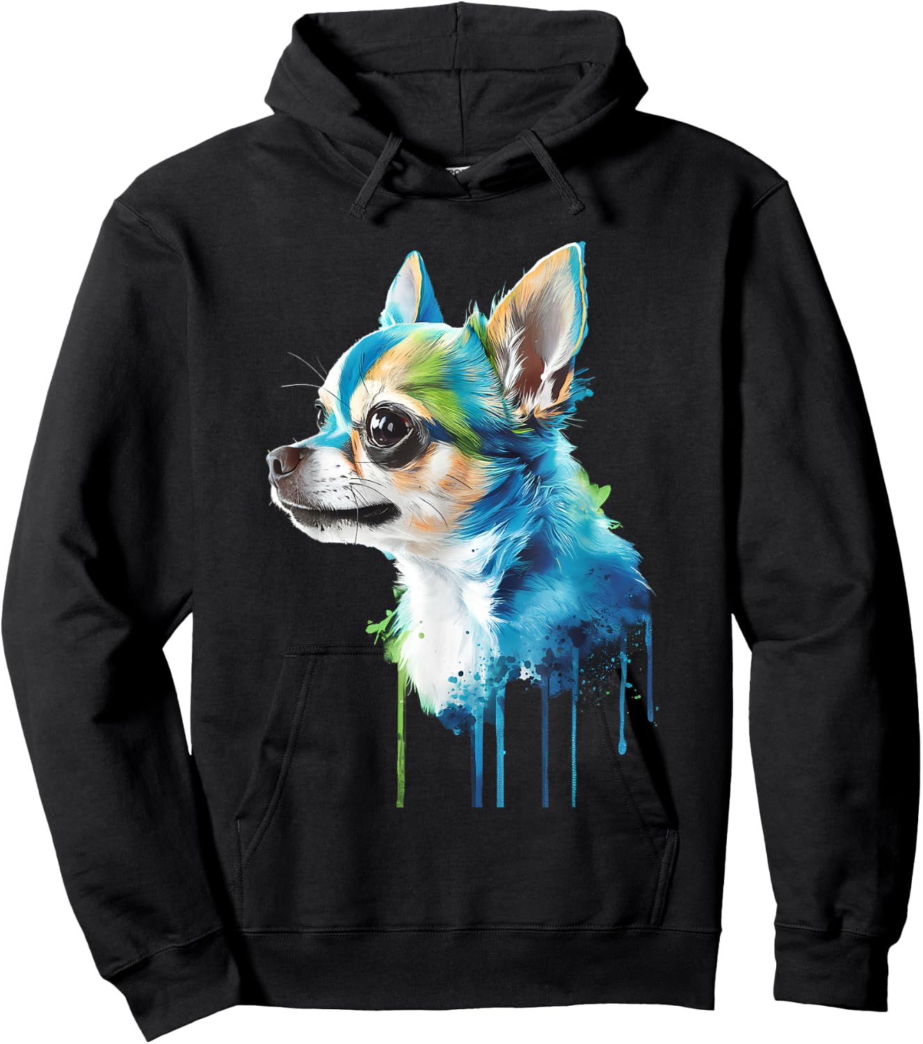 Cute Chihuahua Watercolor Painting Art Funny Chihuahua Hoodie - Hoodie | Black