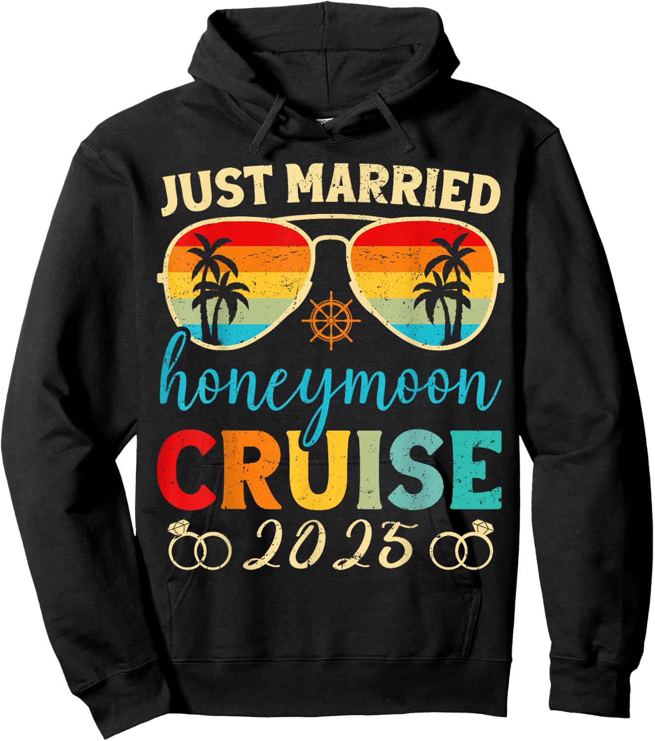 Funny Just Married Honeymoon Cruise 2025 For Couples Wedding Hoodie - Hoodie | Black