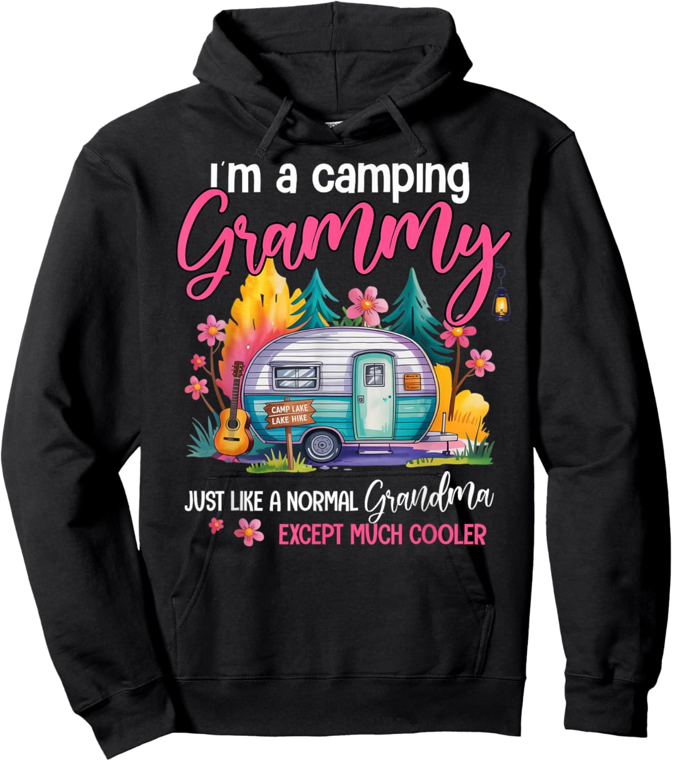Funny I'm A Camping Grammy Camper Campfire Camping Grandma Hoodie - Hoodie | Black