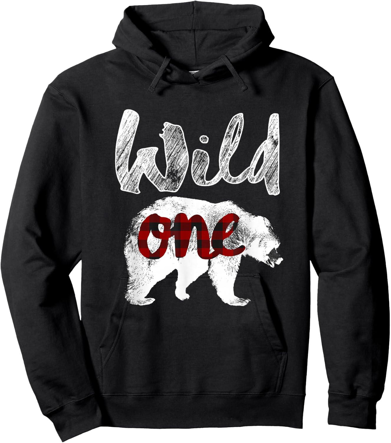 Bear Wild One Shirt 1st Birthday Lumberjack Buffalo Plaid Hoodie - Hoodie | Black