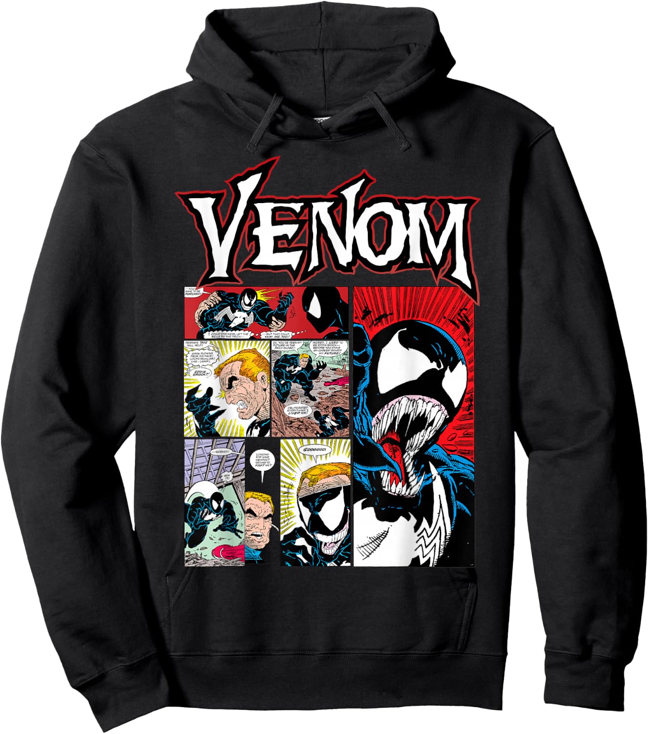 Marvel Venom Classic Retro Comic Panel Art Intro Hoodie - Hoodie | Black