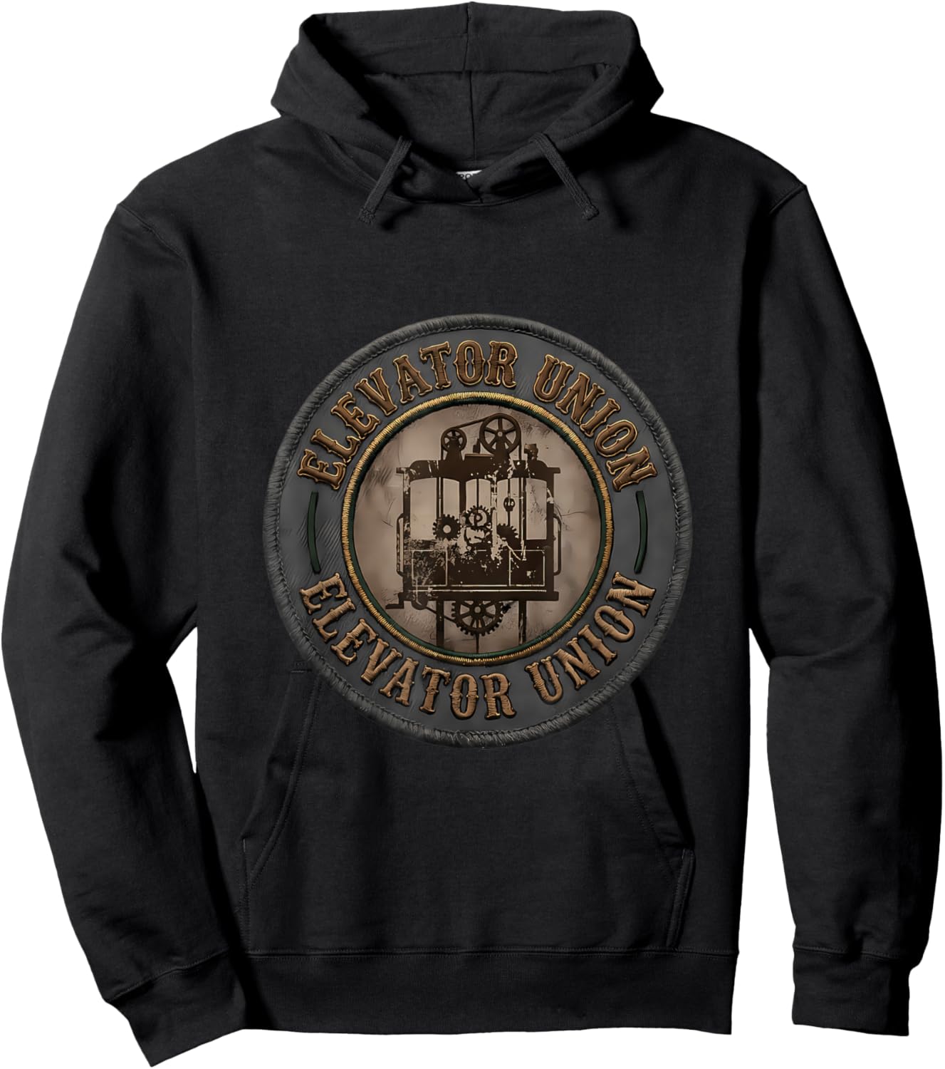 Elevator Mechanic Vintage Industrial Union Style Badge Hoodie - Hoodie | Black