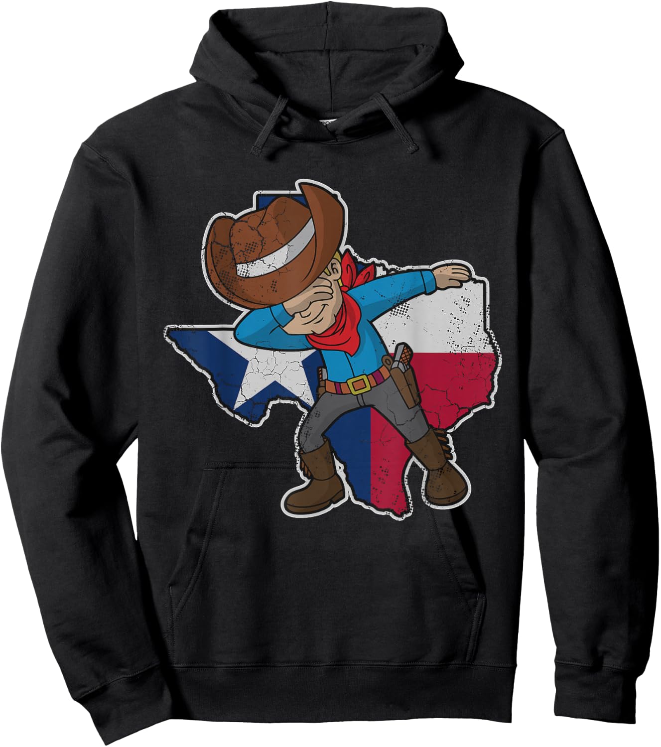 Dabbing Cowboy Texas Texan Flag Map Vintage Distressed Fade Small Hoodie - Hoodie | Black