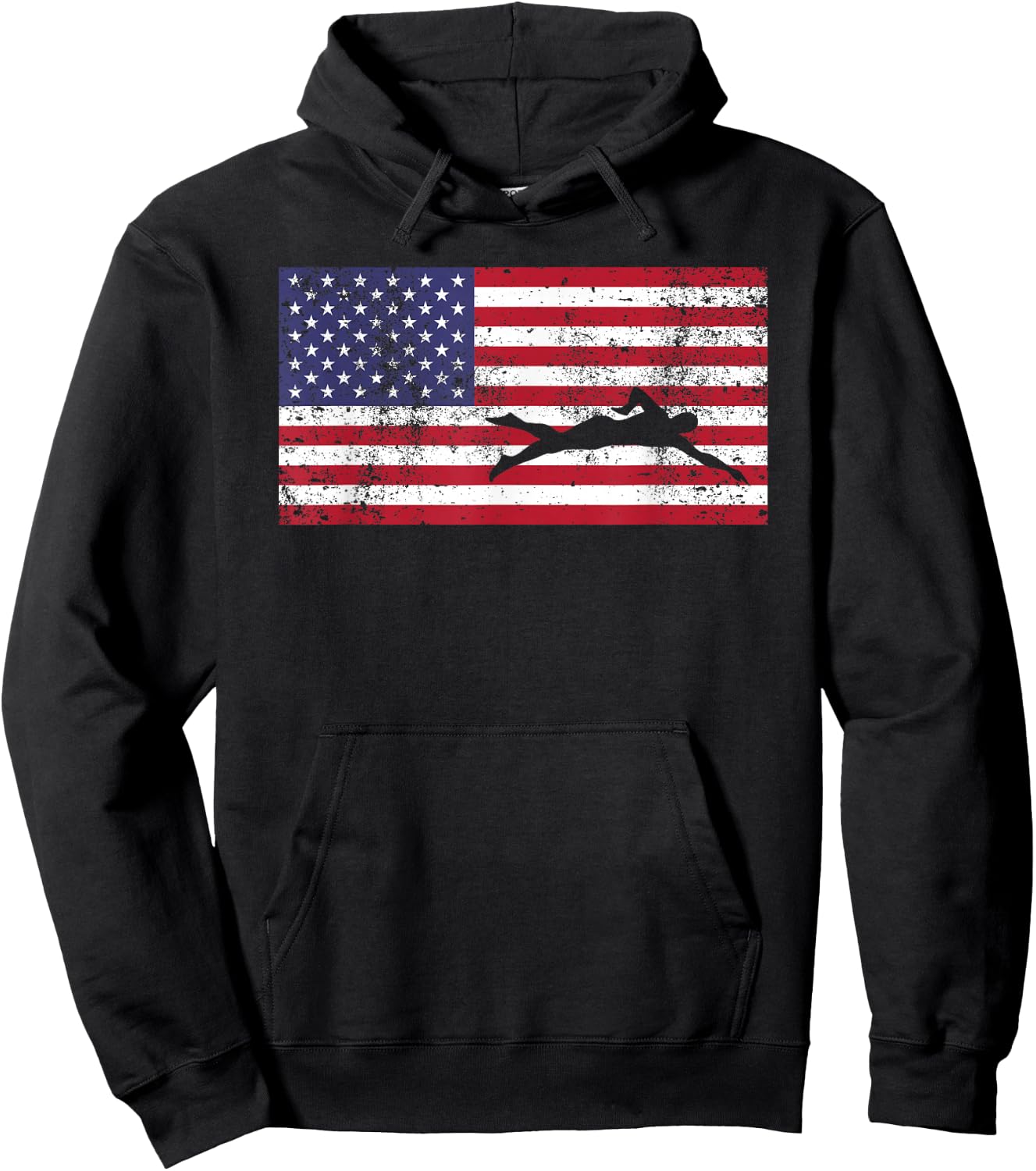 American Flag Swim Swimmer Swimming 4TH OF JULY Gift Hoodie - Hoodie | Black