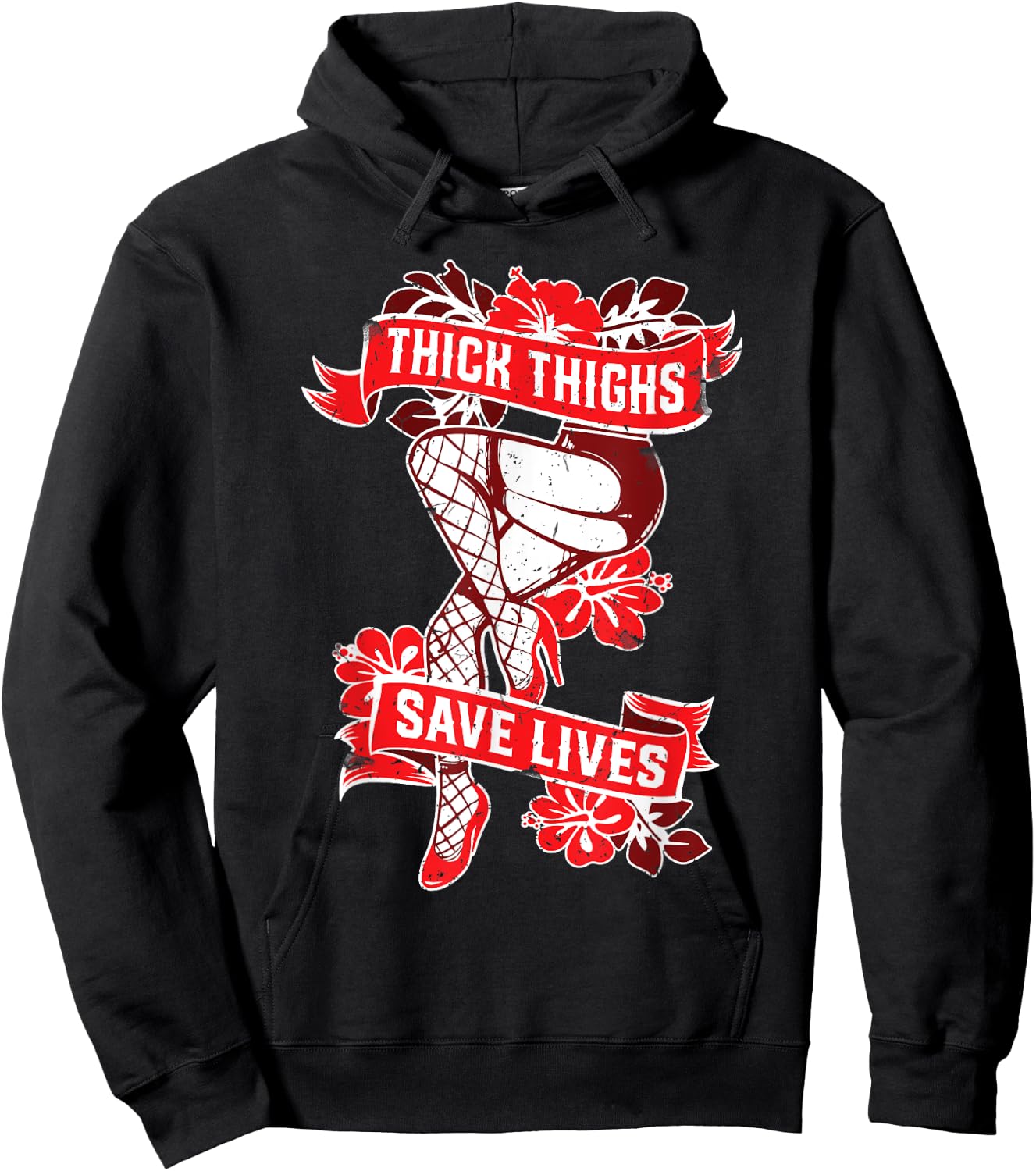 Thick Thighs Save Lives Gym Humor Funny Fitness T shirt Hoodie - Hoodie | Black