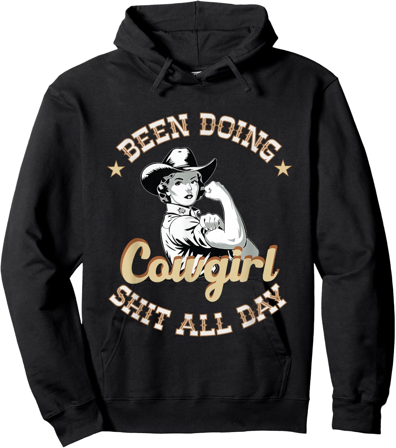 Been Doing Cowgirl Stuff All Day Retro Funny Cowboy Cowgirl Hoodie - Hoodie | Black