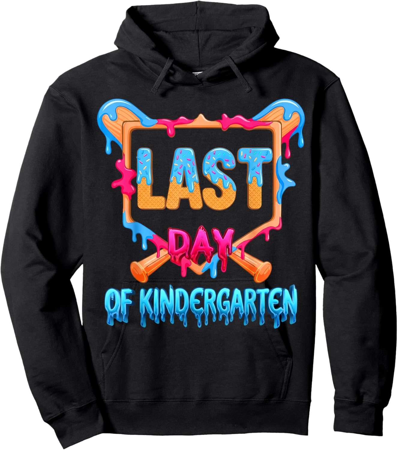 Last Day of Kindergarten Ice Cream Drip School Boys Girls Hoodie - Hoodie | Black