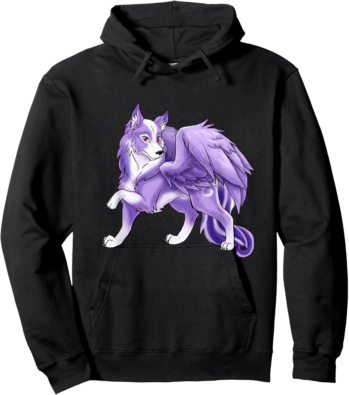Cute Purple Winged Wolf - Fantasy Wolf With WingsTee Hoodie - Hoodie | Black