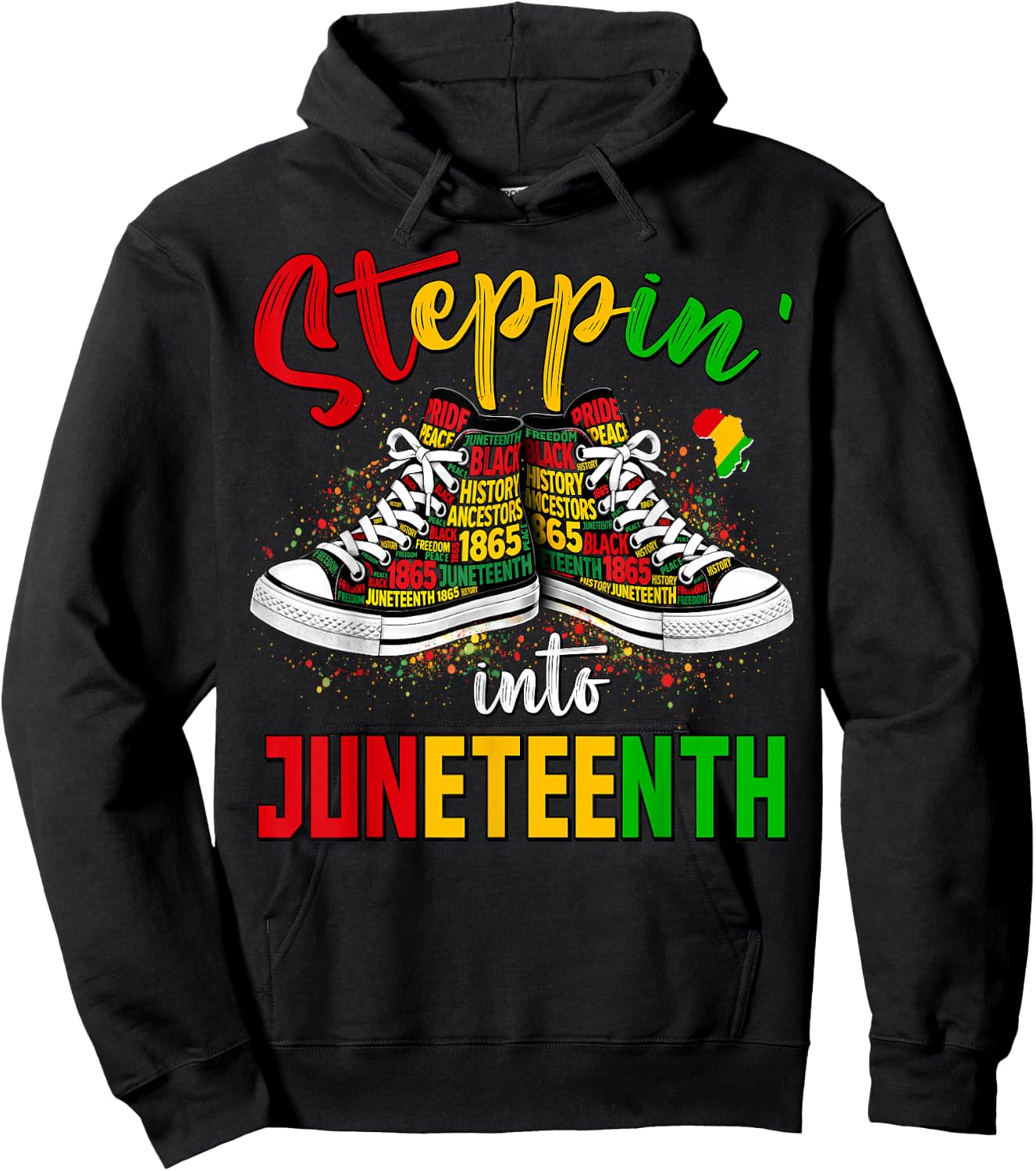 Stepping Into Juneteenth Afro Black Girls Sneakers Men Women Hoodie - Hoodie | Black