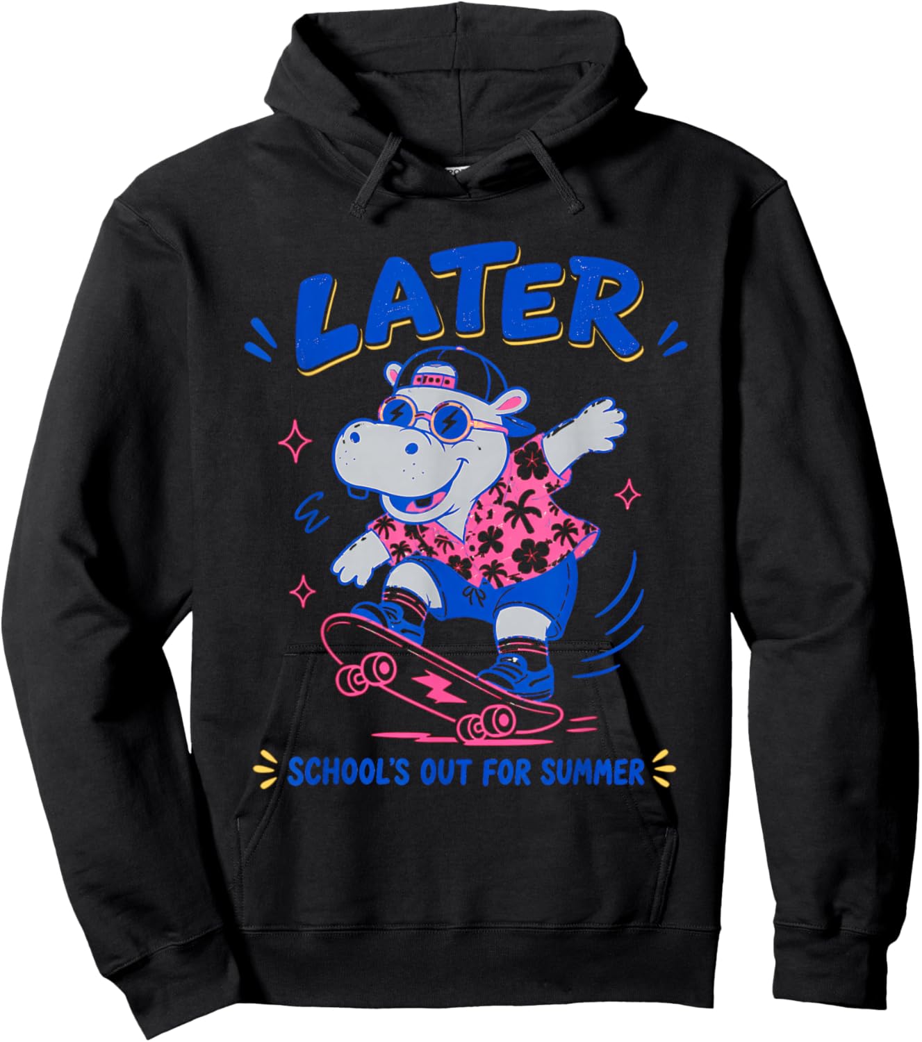 Cute Later Hippo School's Out for Summer for Students Hoodie - Hoodie | Black