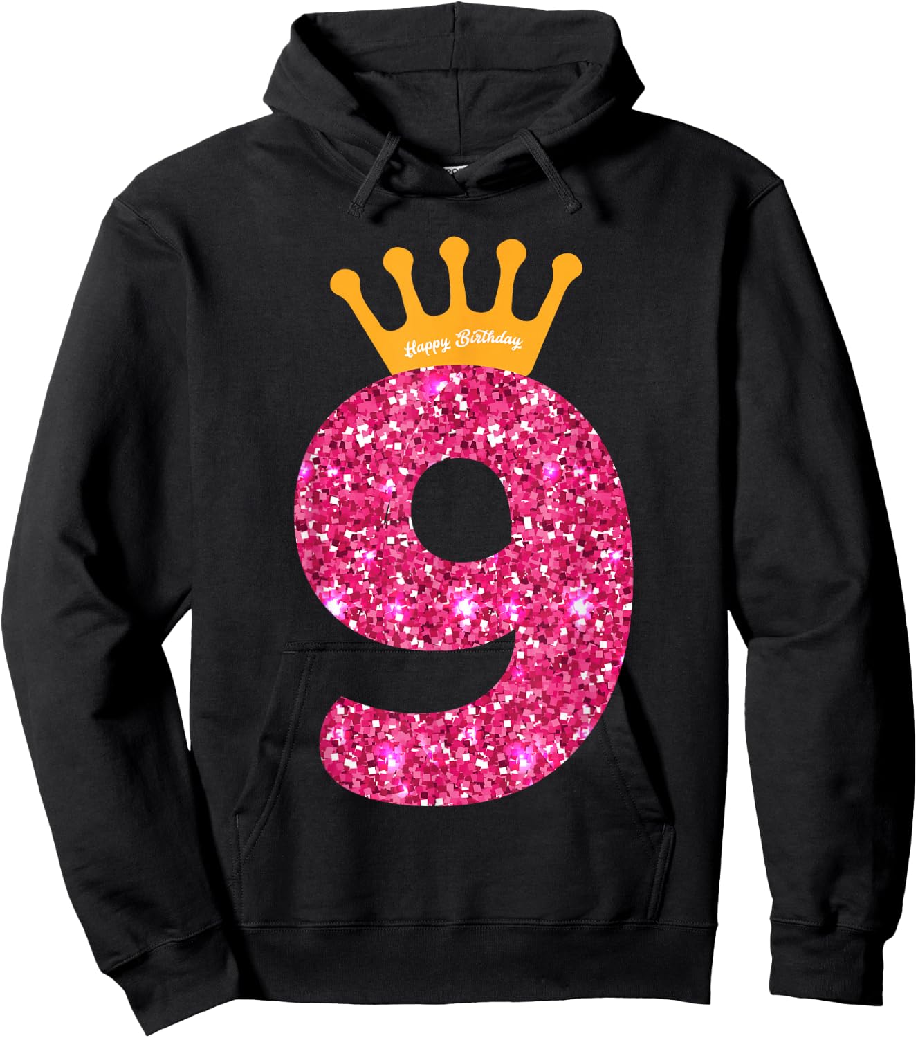 Happy Birthday Shirt, Girls 9th Party 9 Years Old Bday Hoodie - Hoodie | Black