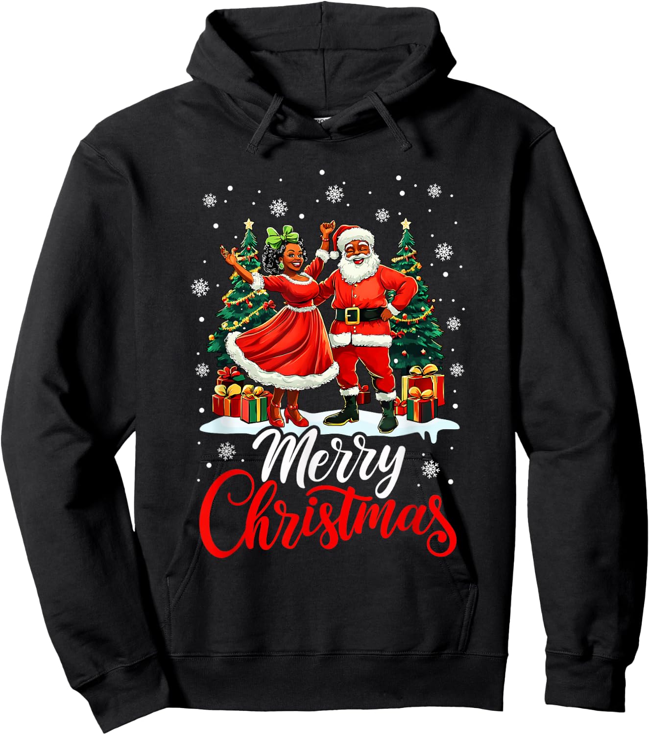 Black African Culture Merry Christmas Funny Santa Claus Hoodie - Hoodie | Black