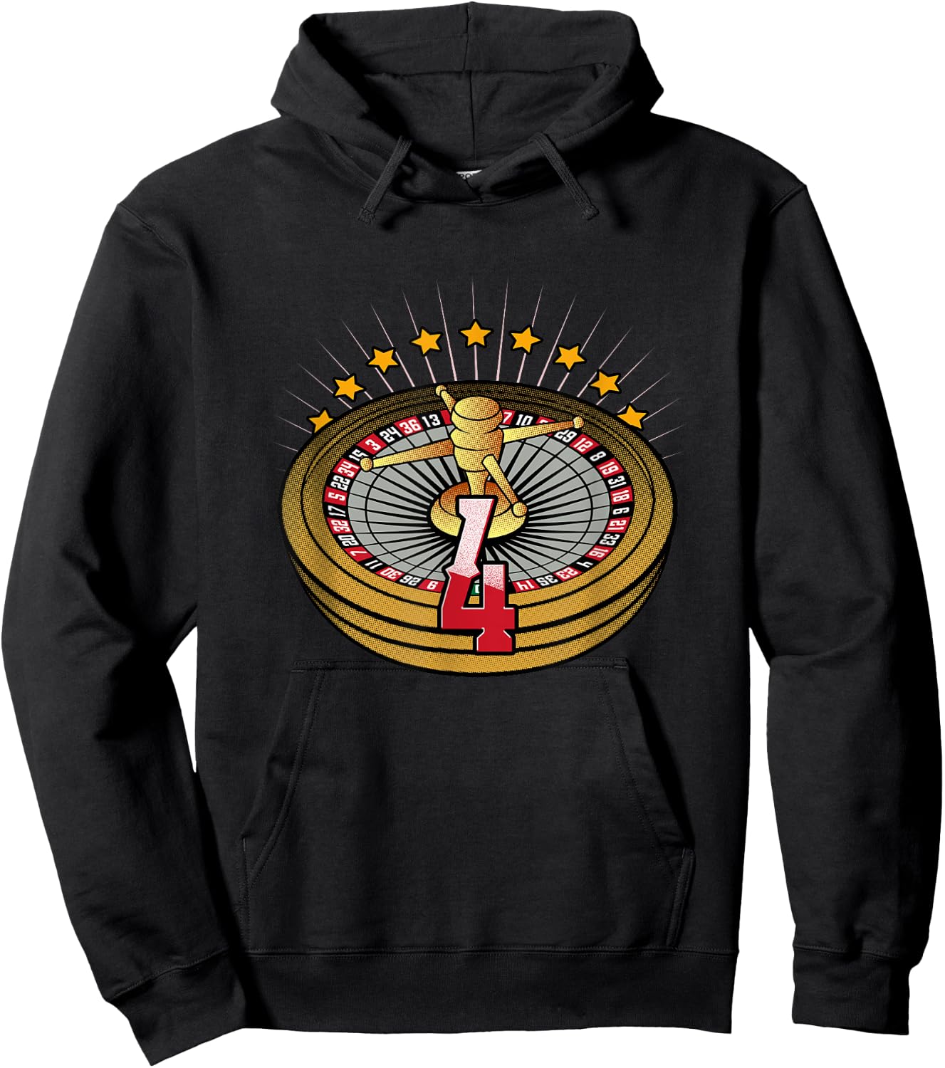 Lucky Number 4 Roulette Wheel Gambling Vegas Style Hoodie - Hoodie | Black
