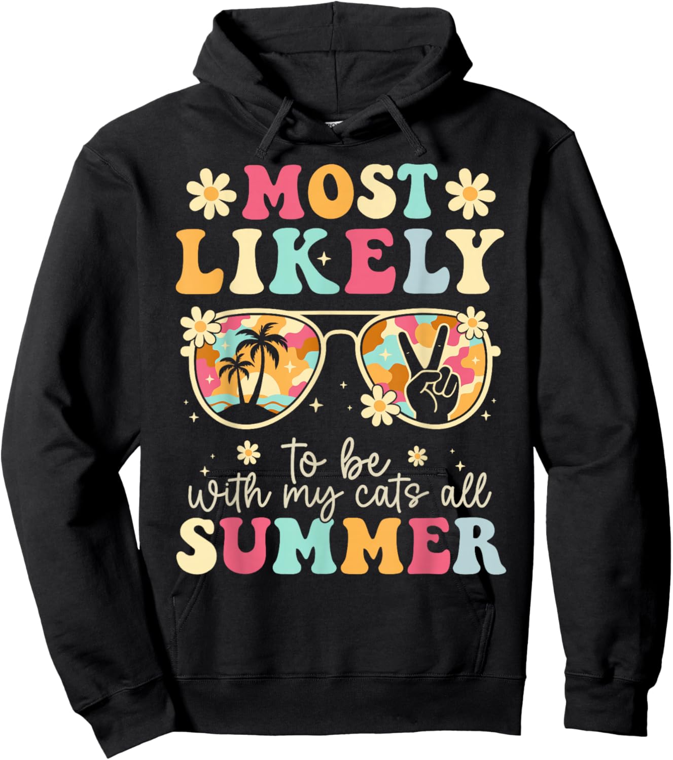 Most Likely to Be with My Cats All Summer Teacher Hoodie - Hoodie | Black