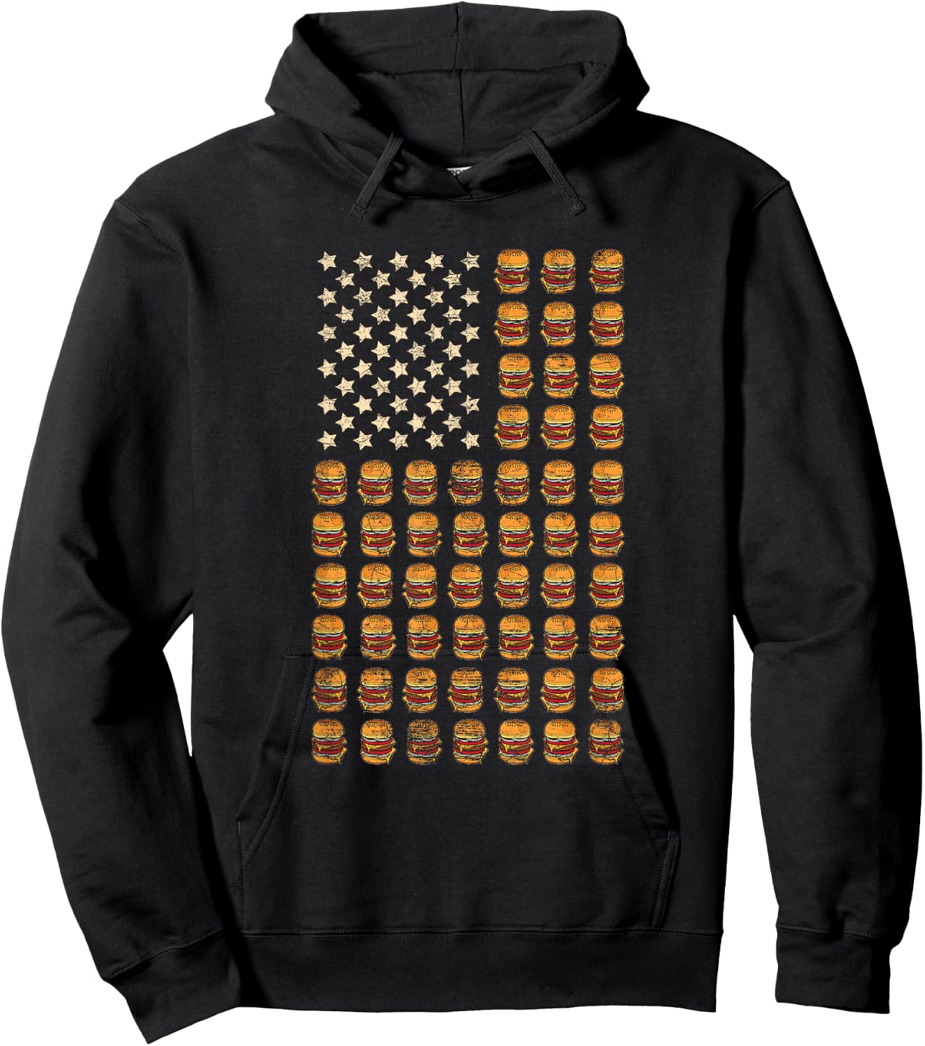 Cheeseburger Patriotic USA American Flag National Burger Day Hoodie - Hoodie | Black