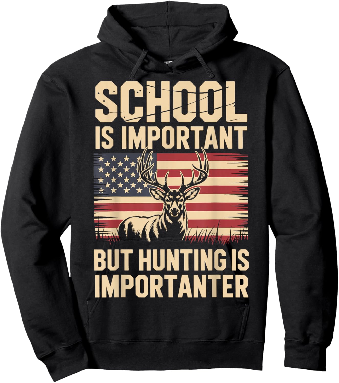 School is Important But Hunting is Importanter Hoodie - Hoodie | Black