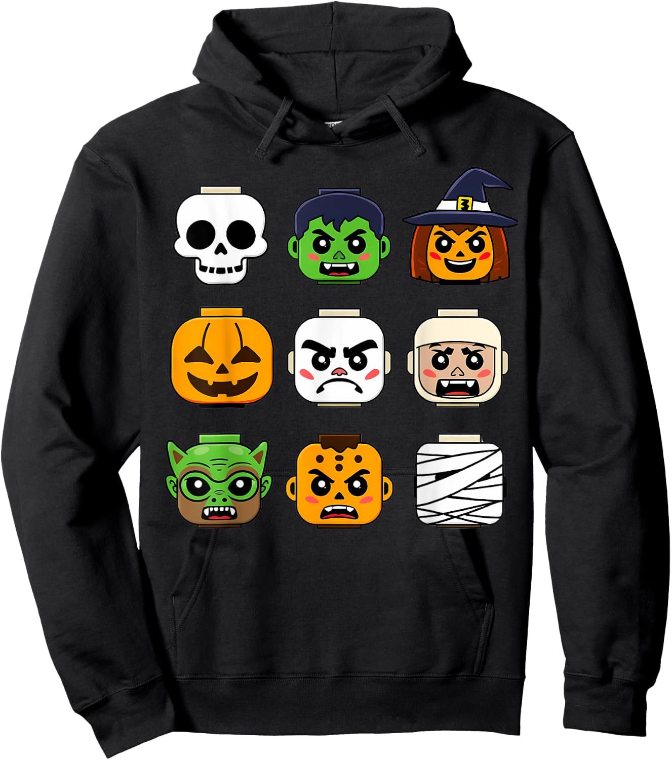 Halloween Building Brick Head Pumpkin Ghost Zombie Boys Hoodie - Hoodie | Black