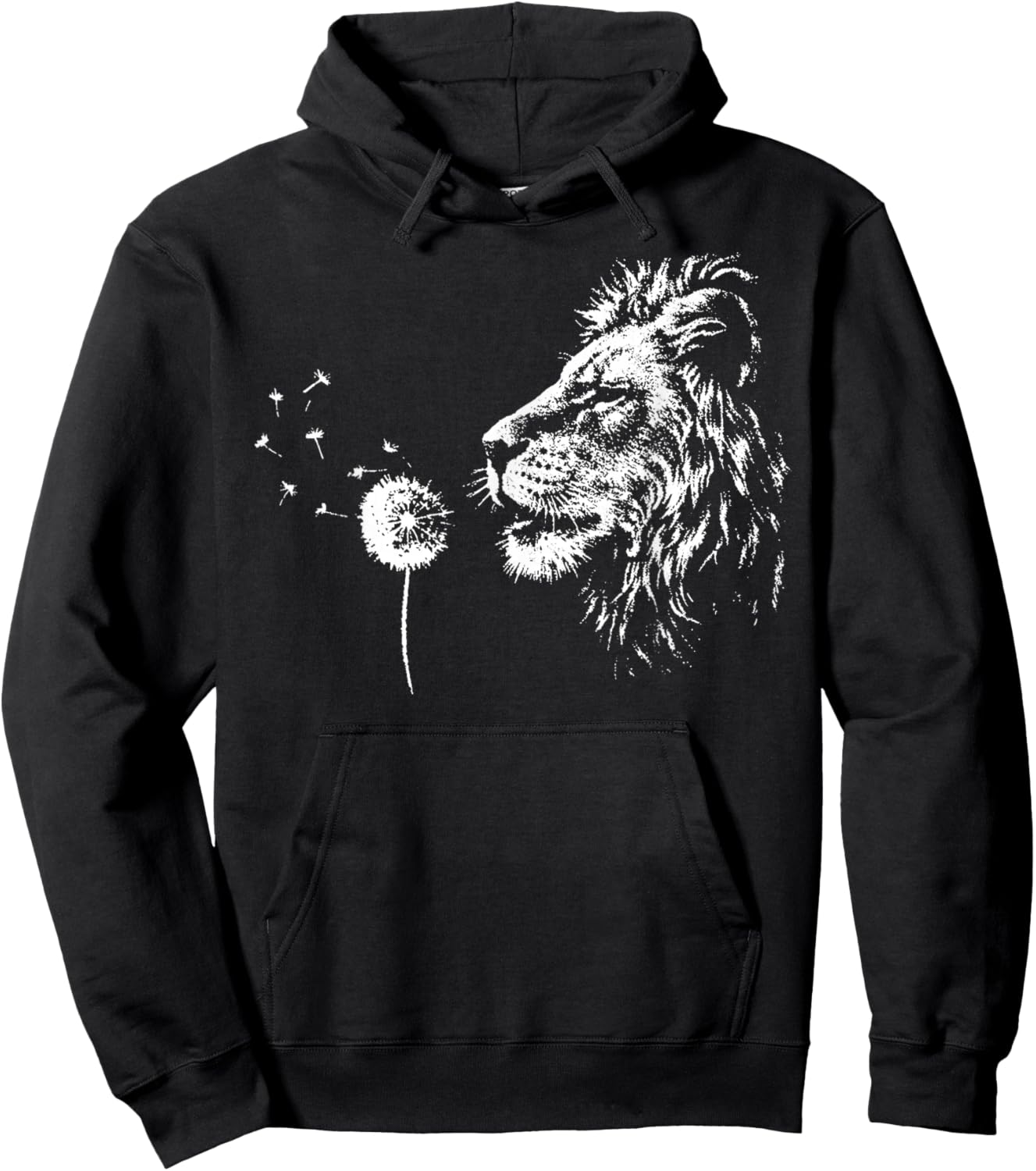 Retro Blowing Wishes Lion Blowing Dandelion Animal Leo Lion Hoodie - Hoodie | Black