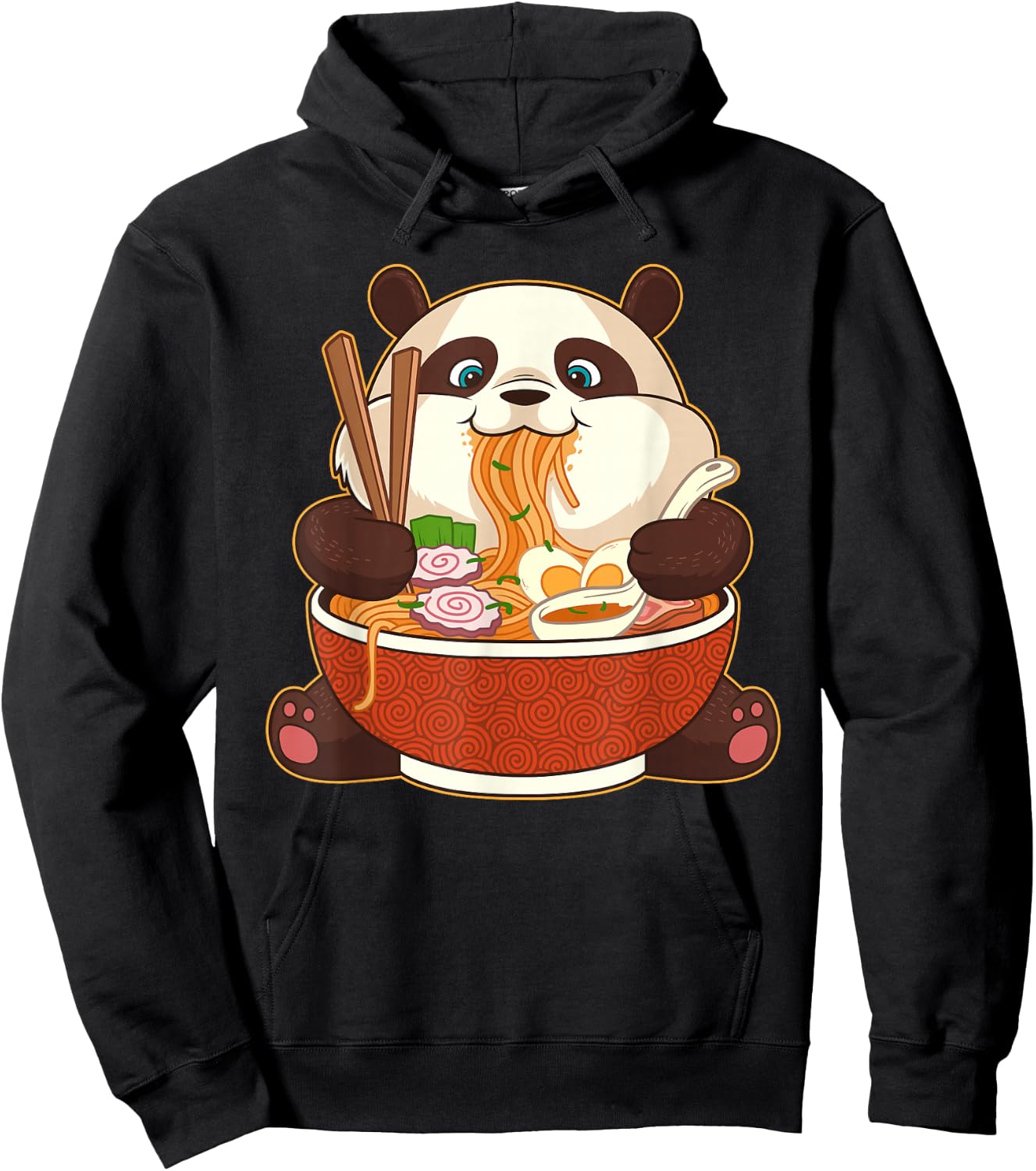 Kawaii Cute Anime Panda Otaku Japanese Ramen Noodle Hoodie - Hoodie | Black
