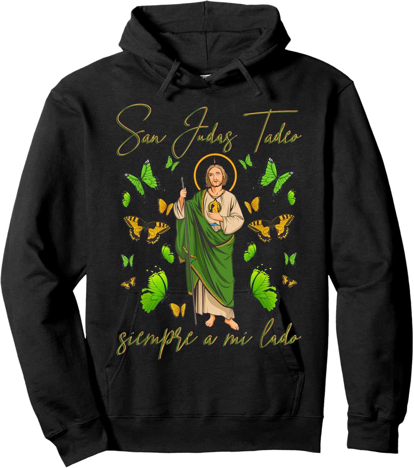 San Judas Tadeo Siempre A Mi Lado. Versión Mariposas Hoodie - Hoodie | Black