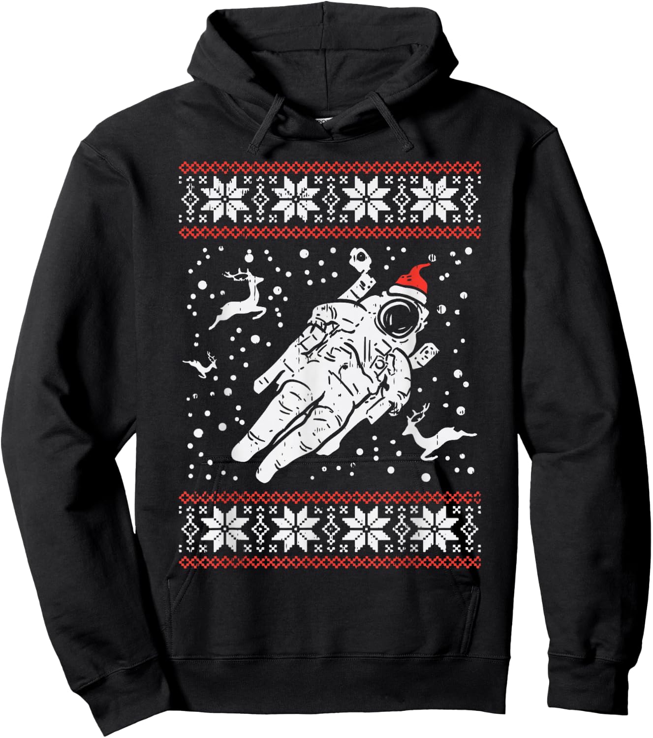 Astronaut Ugly Christmas Sweater Xmas Space Lover Boys PJ Hoodie - Hoodie | Black