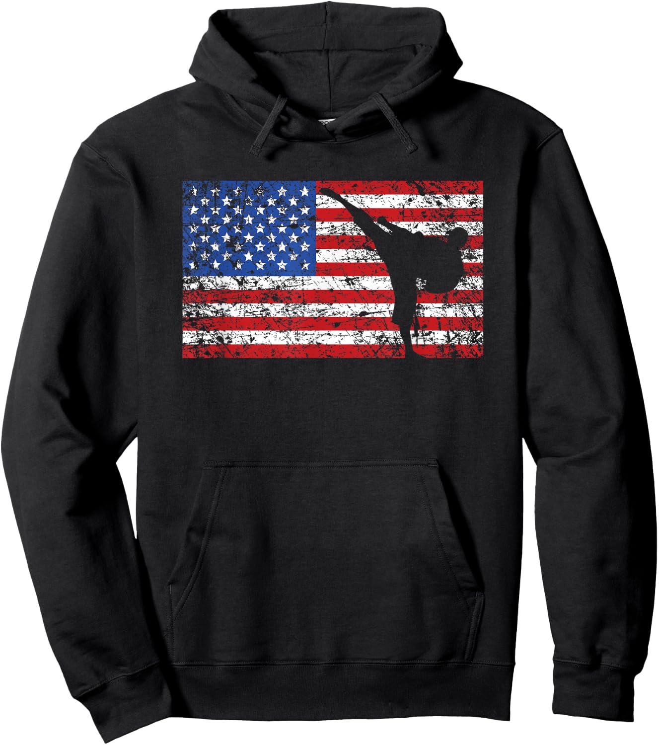 Karate American Flag Shirt, Cool Karateka Martial Arts Gift Hoodie - Hoodie | Black