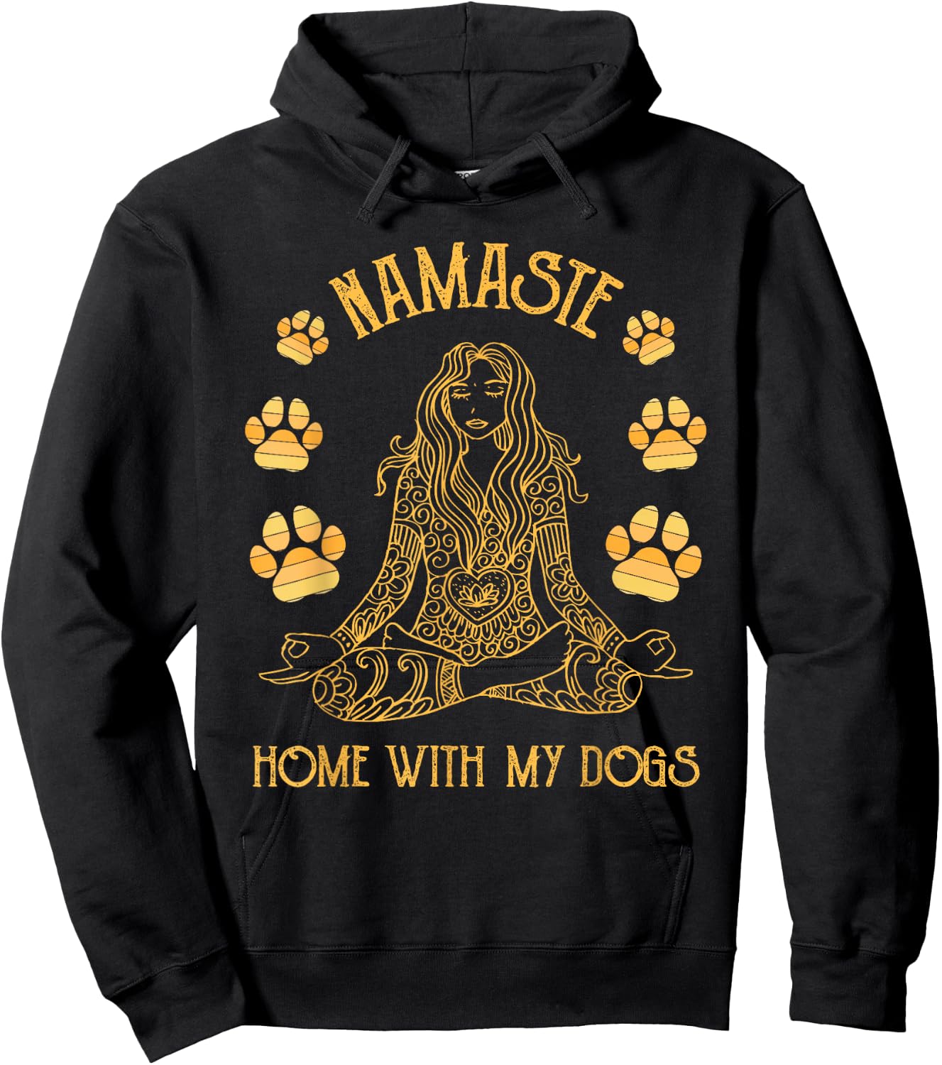 Namaste Home with My Dog Funny Yoga Hoodie - Hoodie | Black
