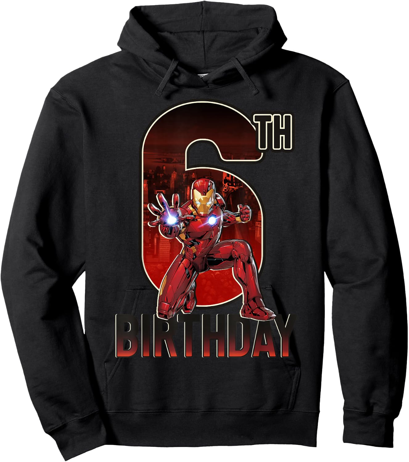 Marvel Iron Man 6th Birthday Action Pose Graphic Hoodie - Hoodie | Black
