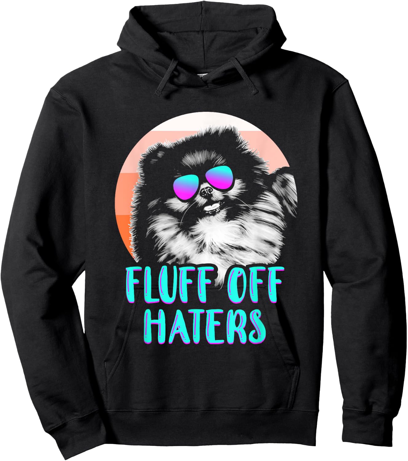 Funny Pomeranian Face Sunglasses No Fluffs Given Dog Lover Men Women Girls Kids Hoodie - Hoodie | Black