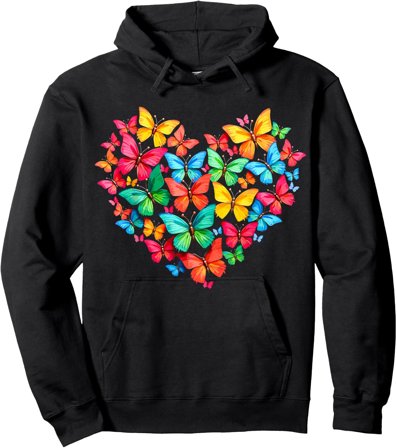Butterfly Heart Colorful Butterflies Hoodie - Hoodie | Black