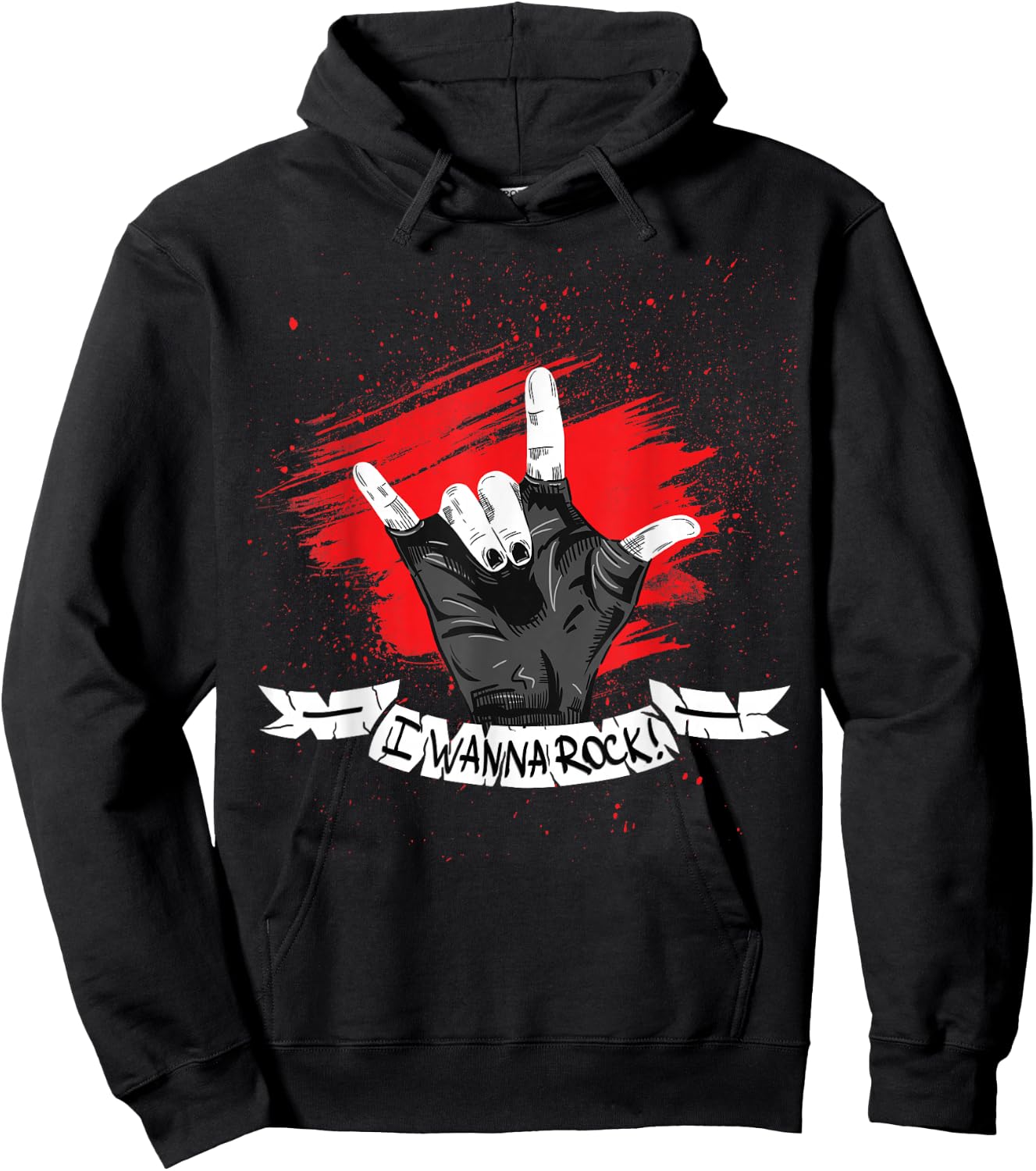 I Wanna Rock - Rock n Roll T Shirts - Hand Horns for Woman. Hoodie - Hoodie | Black
