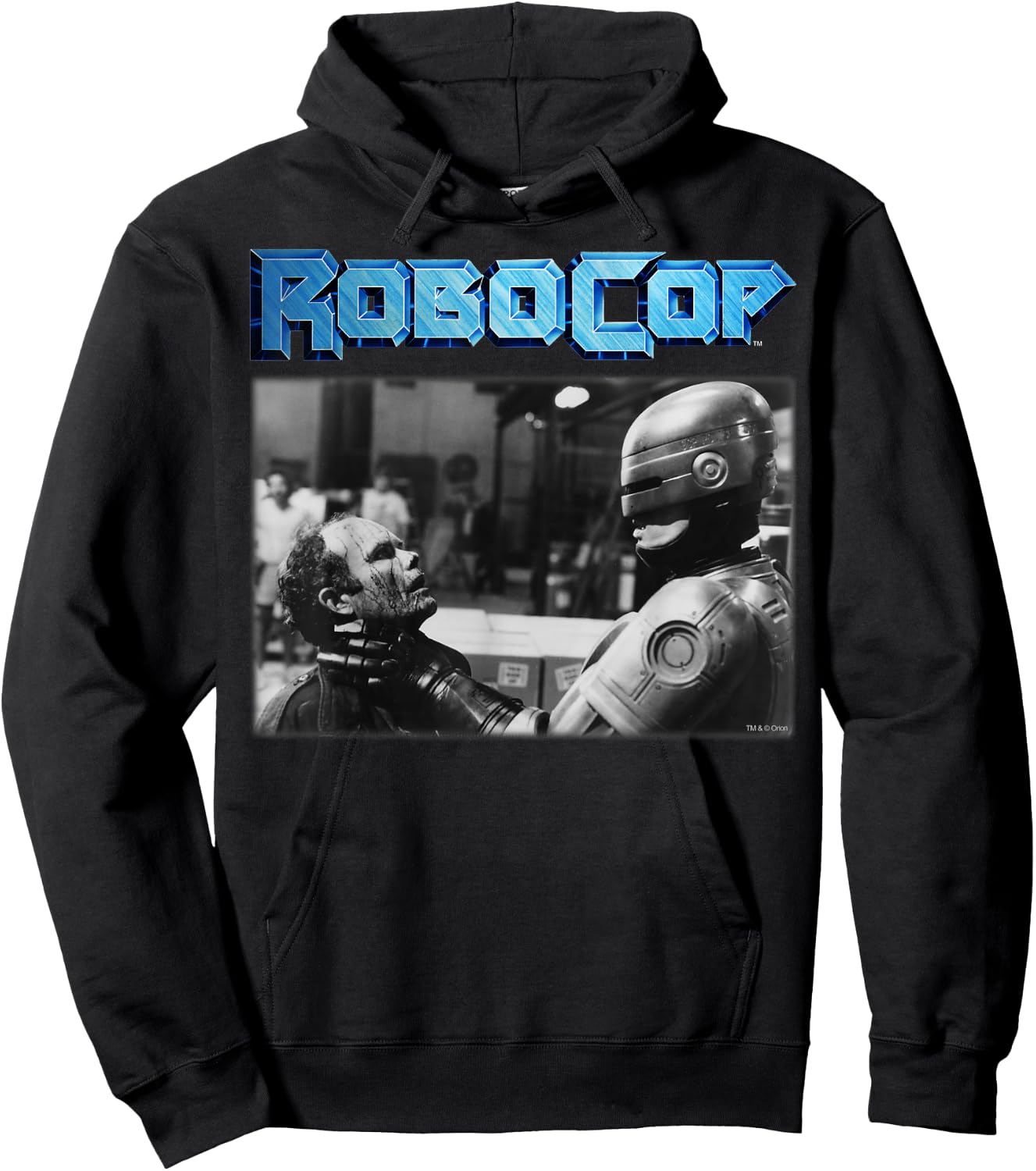 RoboCop And Clarence Boddicker Portrait Logo Hoodie - Hoodie | Black