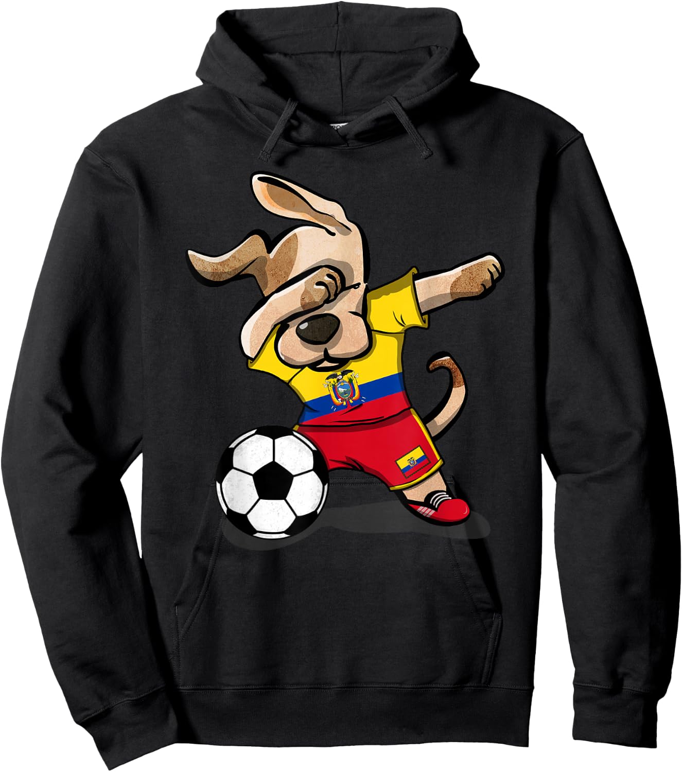 Dabbing Dog Ecuador Soccer Fans Jersey Ecuadorian Football Hoodie - Hoodie | Black
