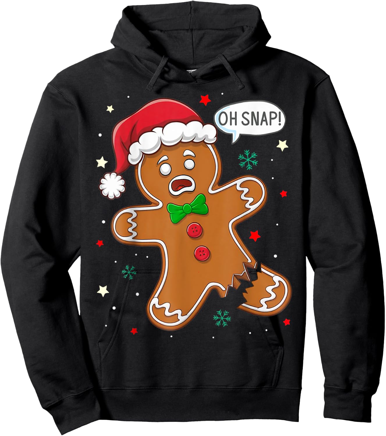 Christmas Gingerbread Man Oh Snap Funny Hoodie - Hoodie | Black