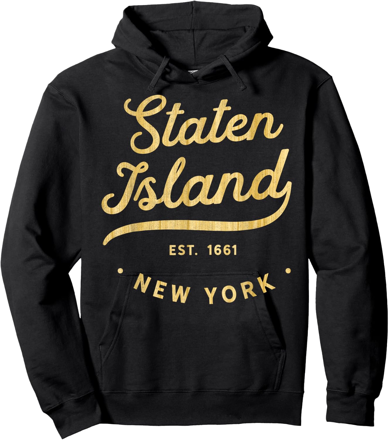 Classic Retro Vintage Staten Island Woodgrain NYC USA Casual Hoodie - Hoodie | Black