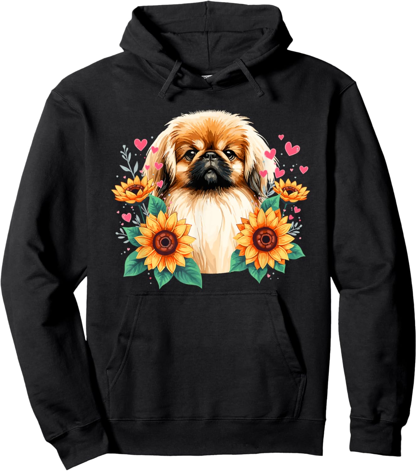 Sunflowers Pekingese Pekingeses Hoodie - Hoodie | Black